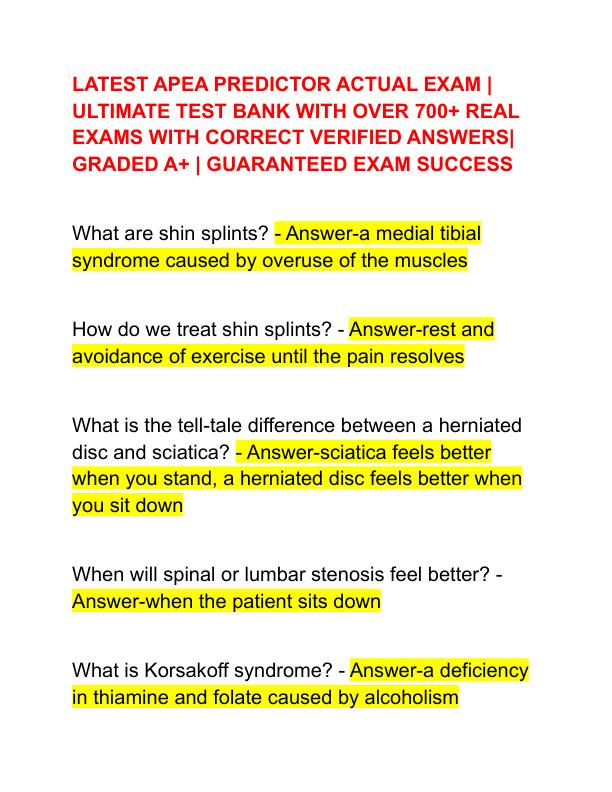 LATEST APEA PREDICTOR ACTUAL EXAM