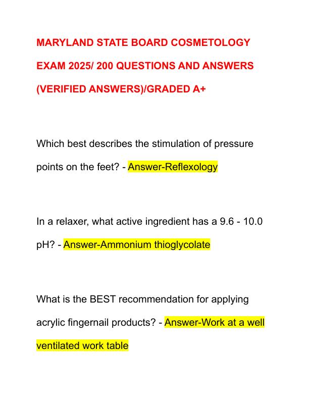 MARYLAND STATE BOARD COSMETOLOGY EXAM 2025