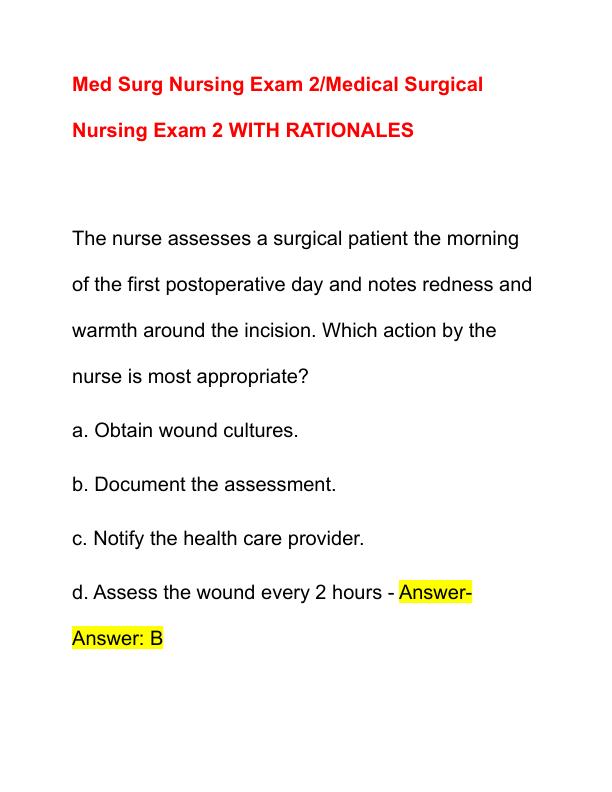 Med Surg Nursing Exam 2