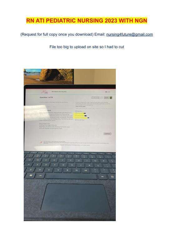 RN ATI PEDIATRIC ASSESSMENT EXAM 2023 NGN Latest Version