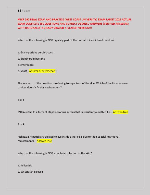 MICR 290 FINAL EXAM AND PRACTICE