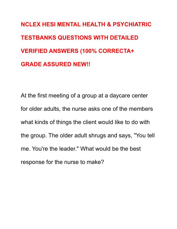 NCLEX HESI MENTAL HEALTH