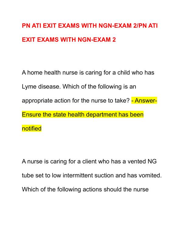 PN ATI EXIT EXAMS WITH NGN