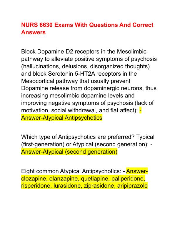 NURS 6630 Exams With Questions And Correct Answers