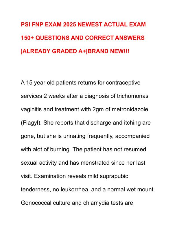 PSI FNP EXAM 2025 NEWEST ACTUAL EXAM 150