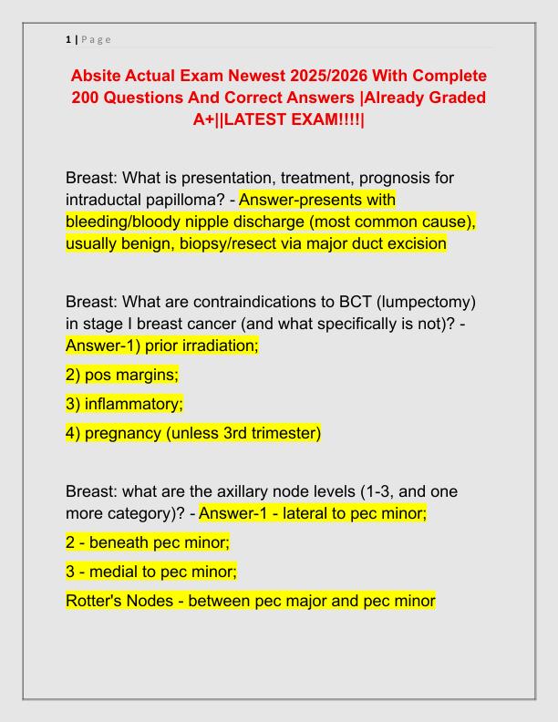 Absite Actual Exam Newest 2025