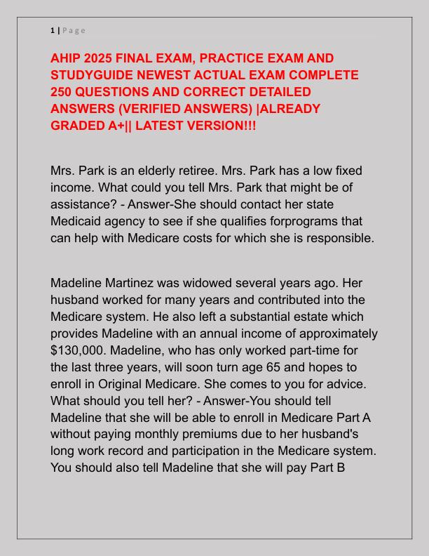 AHIP 2025 FINAL EXAM