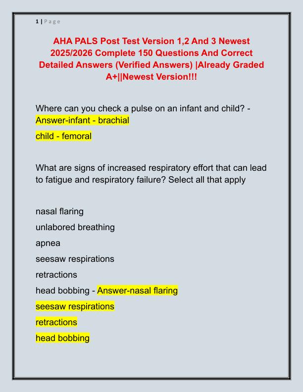 AHA PALS Post Test Version 1