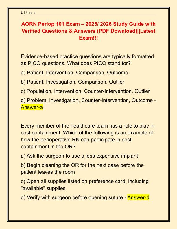 AORN Periop 101 Exam