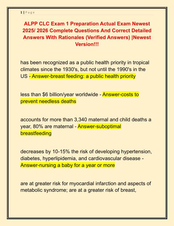 ALPP CLC Exam 1 Preparation Actual Exam Newest 2025