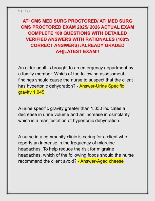 ATI CMS MED SURG PROCTORED