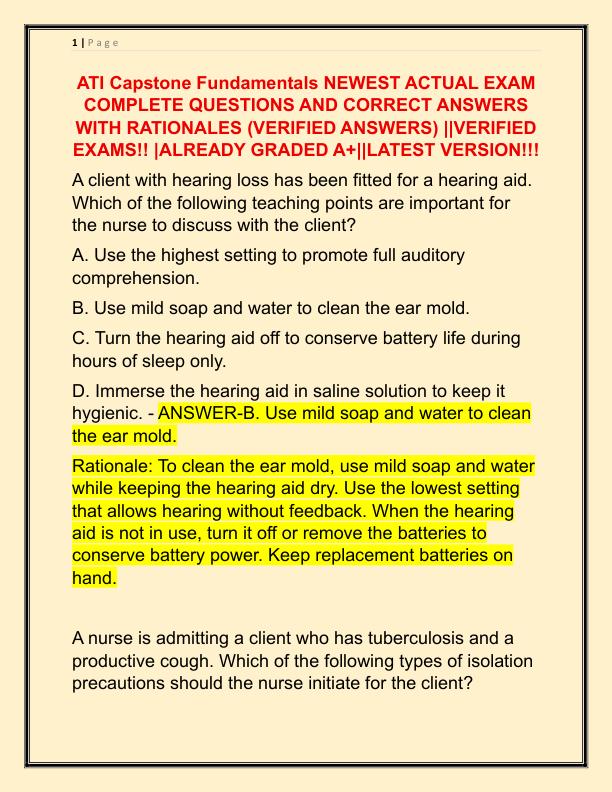 ATI Capstone Fundamentals