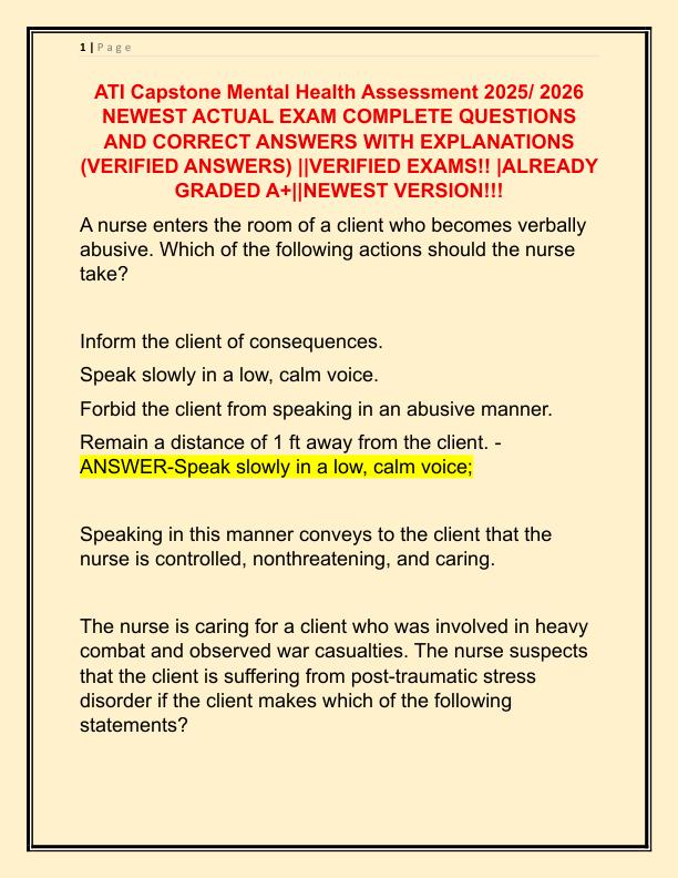 ATI Capstone Mental Health Assessment 2025 - Copy