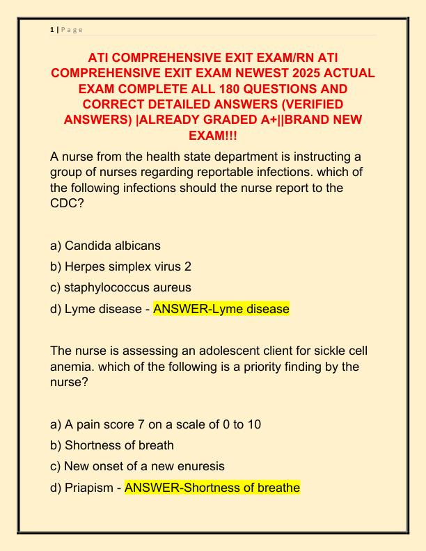 ATI COMPREHENSIVE EXIT EXAM