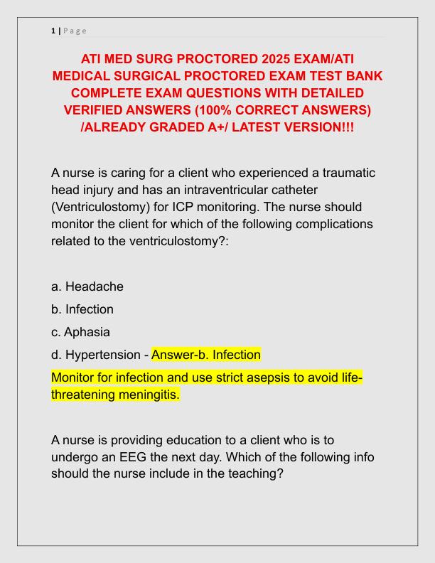 ATI MED SURG PROCTORED 2025 EXAM