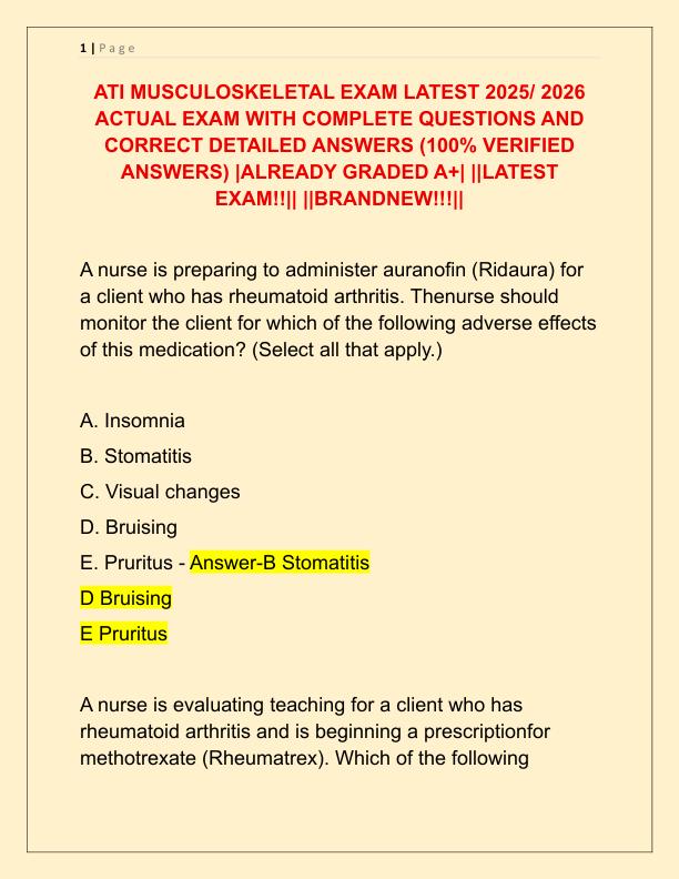 ATI MUSCULOSKELETAL EXAM LATEST 2025 - Copy