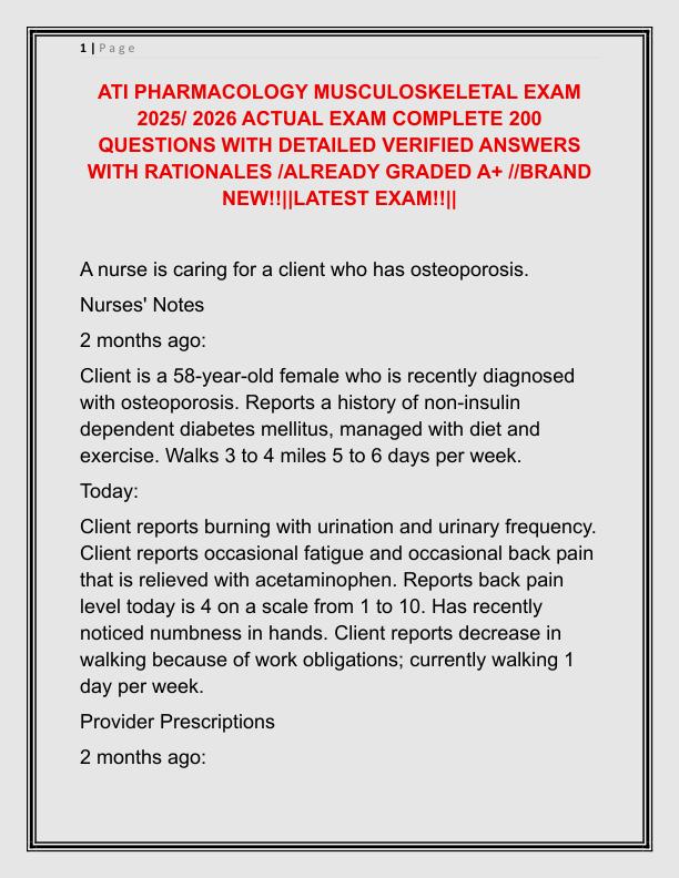 ATI PHARMACOLOGY MUSCULOSKELETAL EXAM 2025
