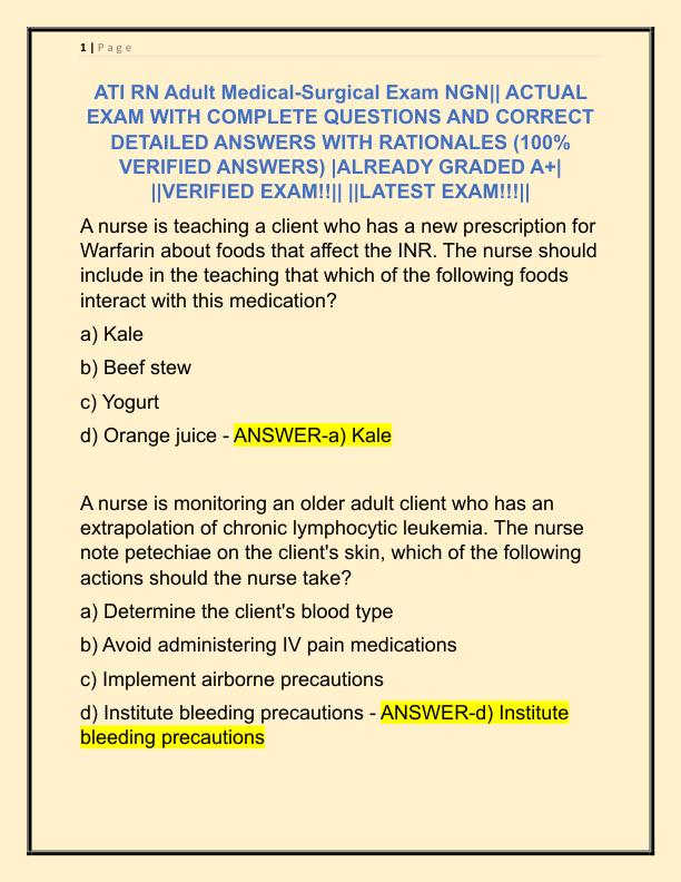 ATI RN Adult Medical