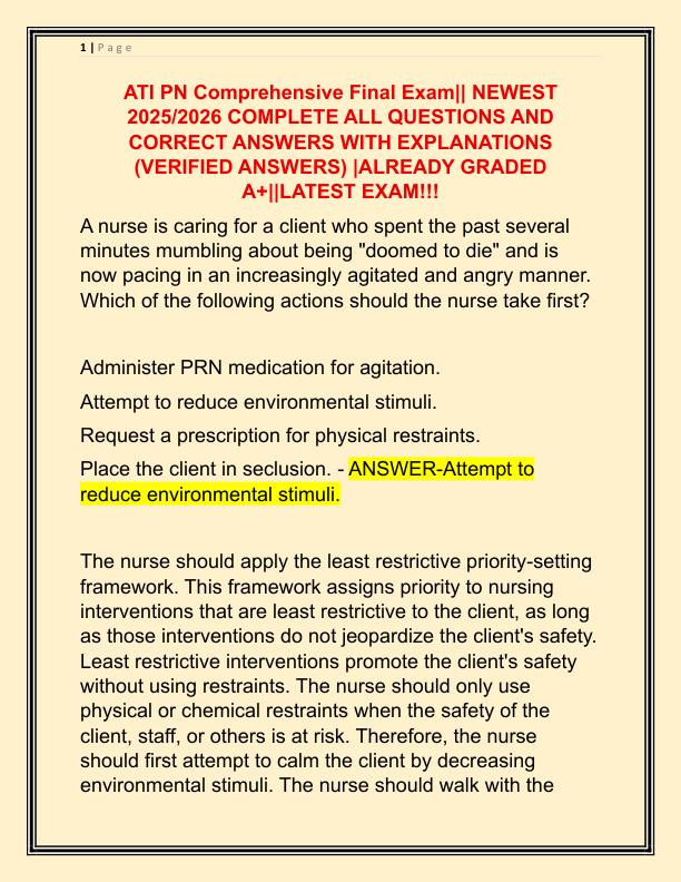 ATI PN Comprehensive Final Exam