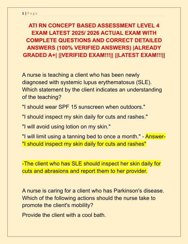 ATI RN CONCEPT BASED ASSESSMENT LEVEL 4 EXAM LATEST 2025