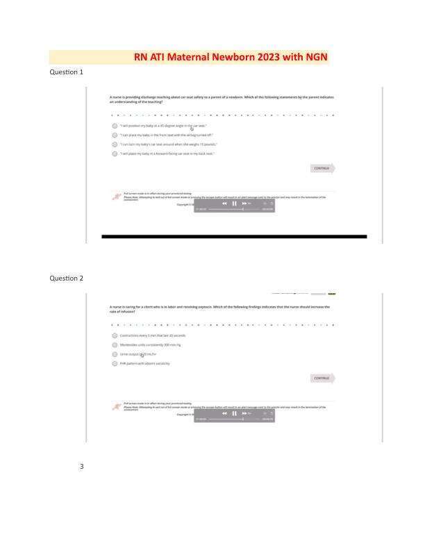 ATI PN MATERNAL PROCTORED EXAM 2023 WITH NGN 