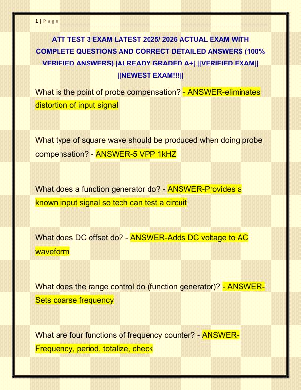 ATT TEST 3 EXAM LATEST 2025 ACTUAL EXAM WITH COMPLETE QUESTIONS AND CORRECT DETAILED ANSWERS