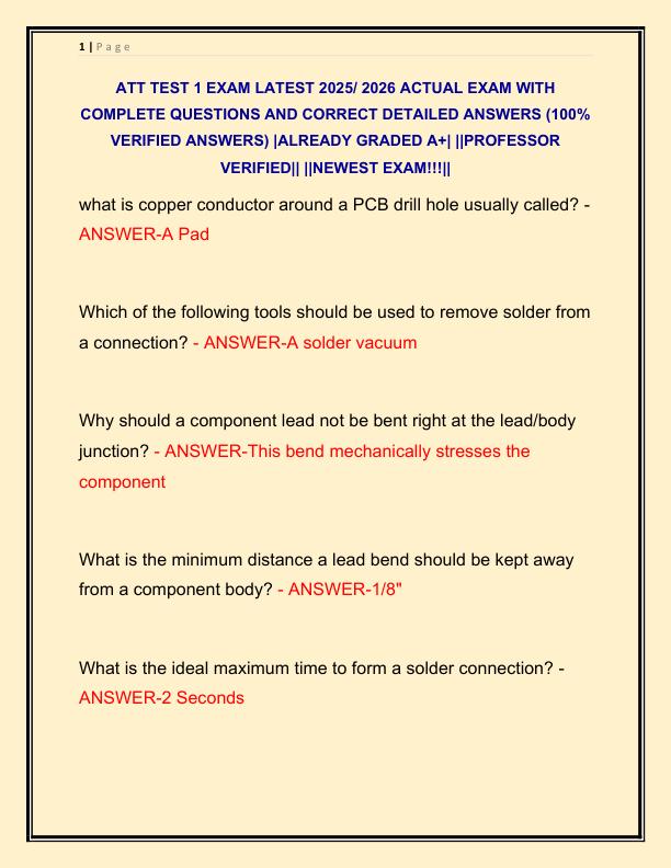 ATT TEST 1 EXAM LATEST 2025 ACTUAL EXAM WITH COMPLETE QUESTIONS AND CORRECT DETAILED ANSWERS
