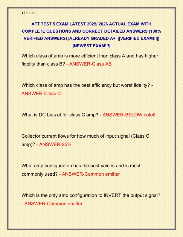 ATT TEST 5 EXAM LATEST 2025 ACTUAL EXAM WITH COMPLETE QUESTIONS AND CORRECT DETAILED ANSWERS