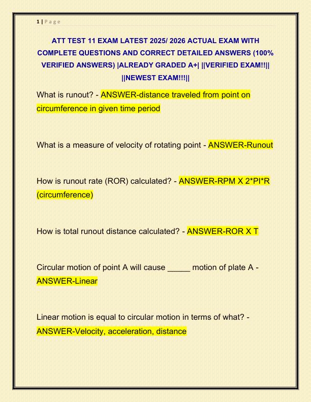 ATT TEST 11 EXAM LATEST 2025 ACTUAL EXAM WITH COMPLETE QUESTIONS AND CORRECT DETAILED ANSWERS