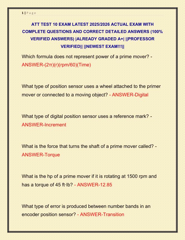 ATT TEST 10 EXAM LATEST 2025 ACTUAL EXAM WITH COMPLETE QUESTIONS AND CORRECT DETAILED ANSWERS