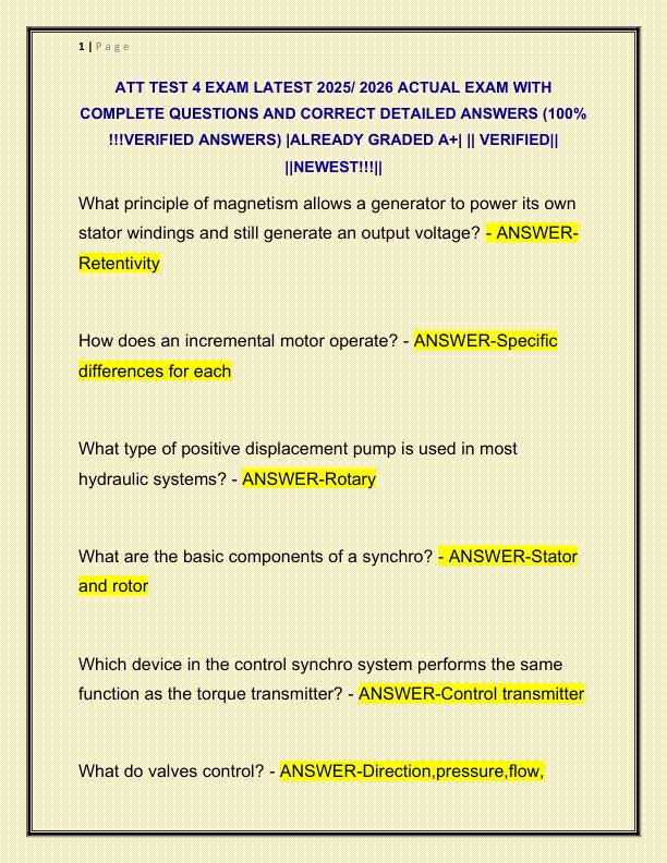 ATT TEST 4 EXAM LATEST 2025 ACTUAL EXAM WITH COMPLETE QUESTIONS AND CORRECT DETAILED ANSWERS