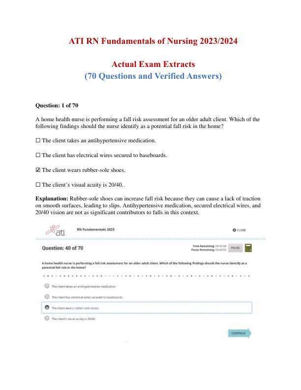 ATI RN Fundamentals of Nursing Latest Review