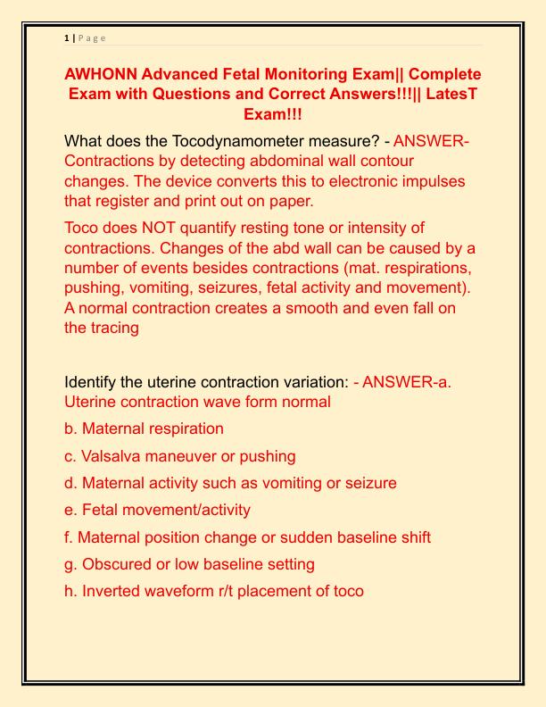 AWHONN Advanced Fetal Monitoring Exam