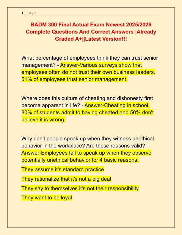 BADM 300 Final Actual Exam Newest 2025