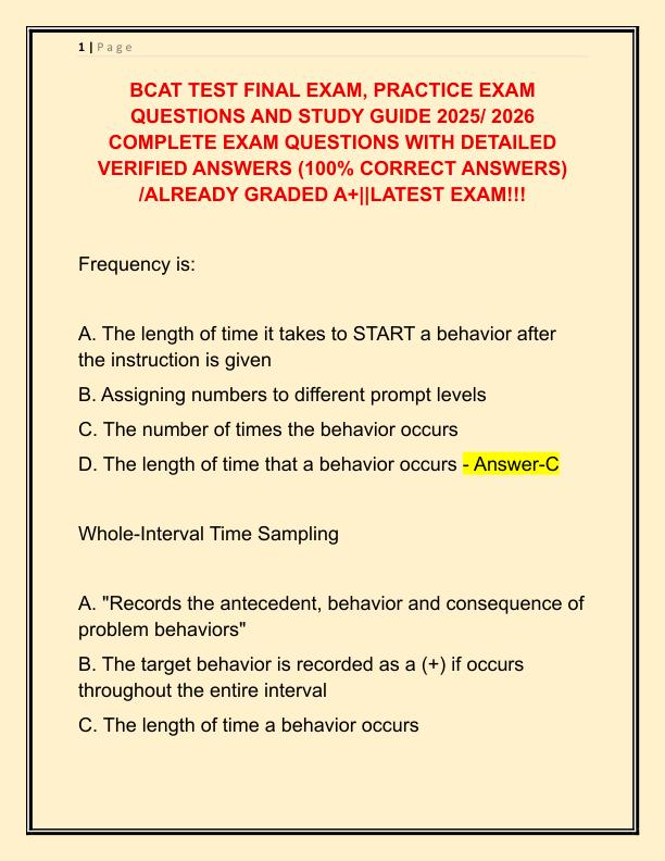 BCAT TEST FINAL EXAM