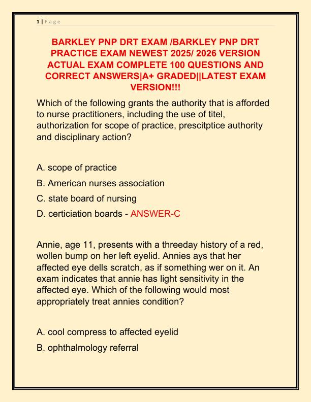 BARKLEY PNP DRT EXAM