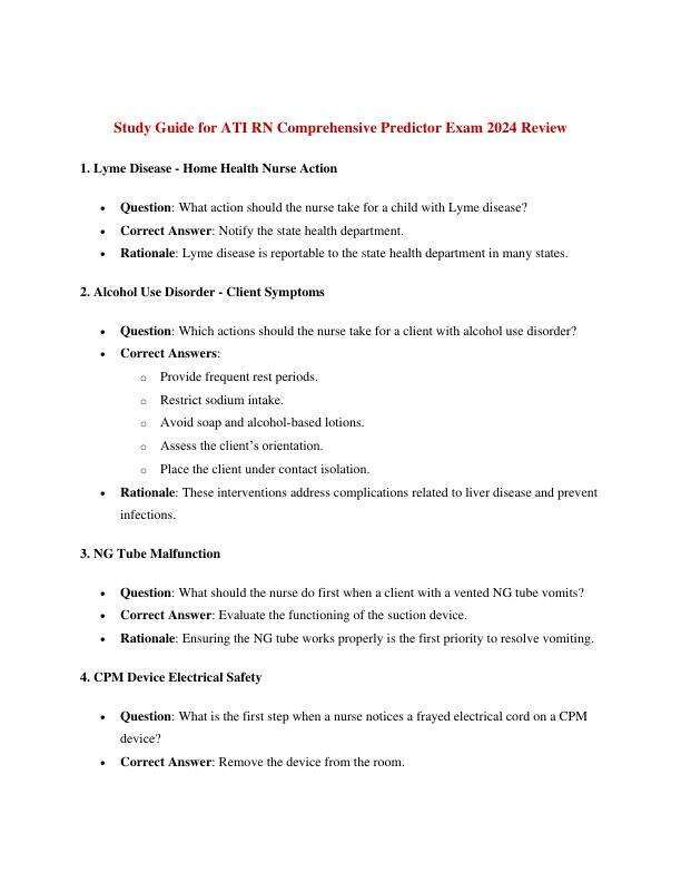 Study Guide for ATI RN Comprehensive Predictor Exam 2024 Review