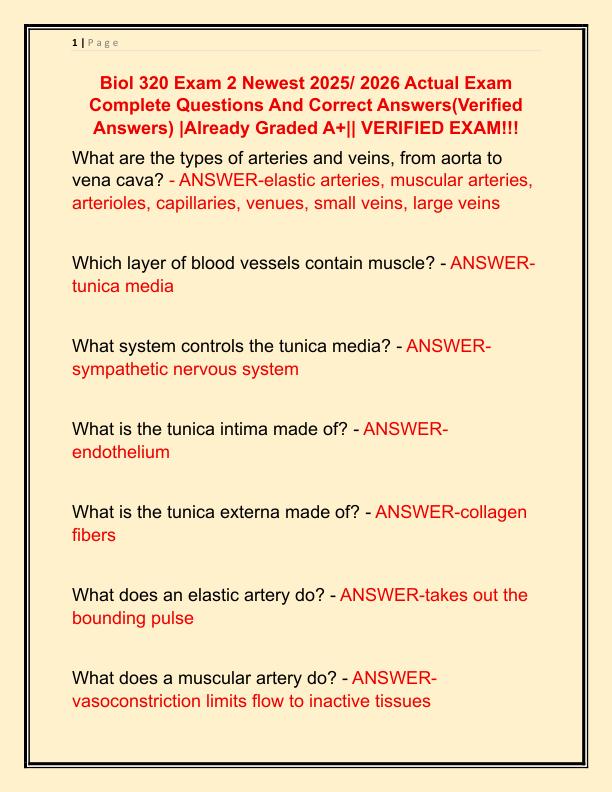 Biol 320 Exam 2 Newest 2025 Actual Exam Complete Questions And Correct Answers