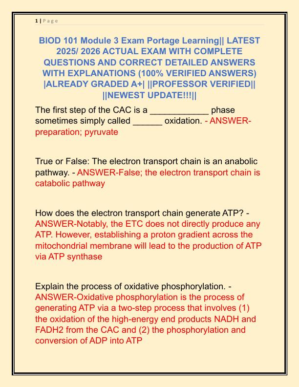 BIOD 101 Module 3 Exam Portage Learning