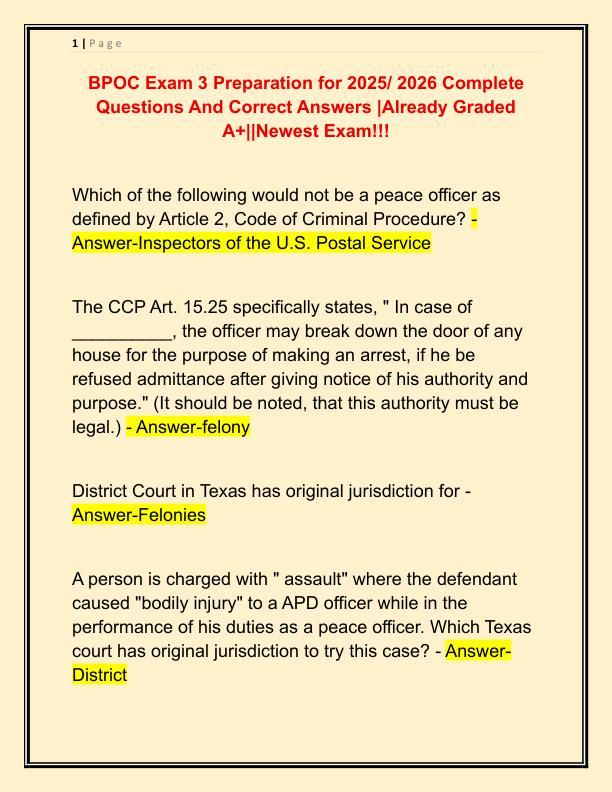 BPOC Exam 3 Preparation for 2025