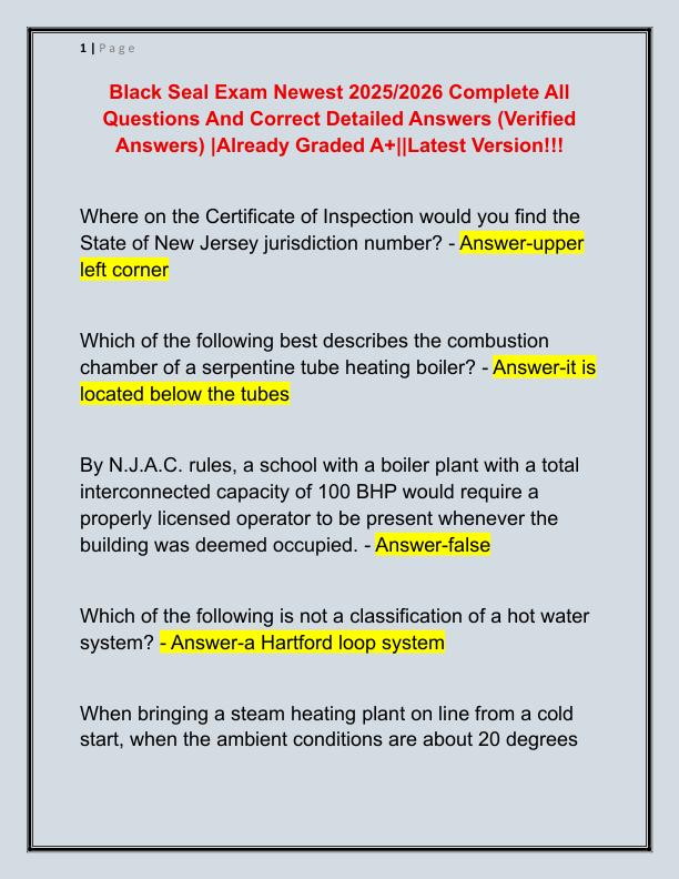 Black Seal Exam Newest 2025