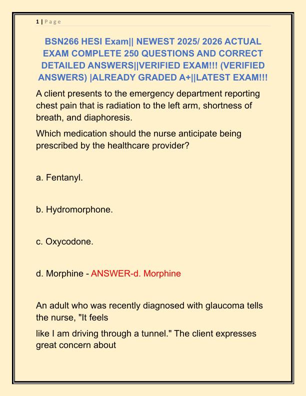 BSN266 HESI Exam