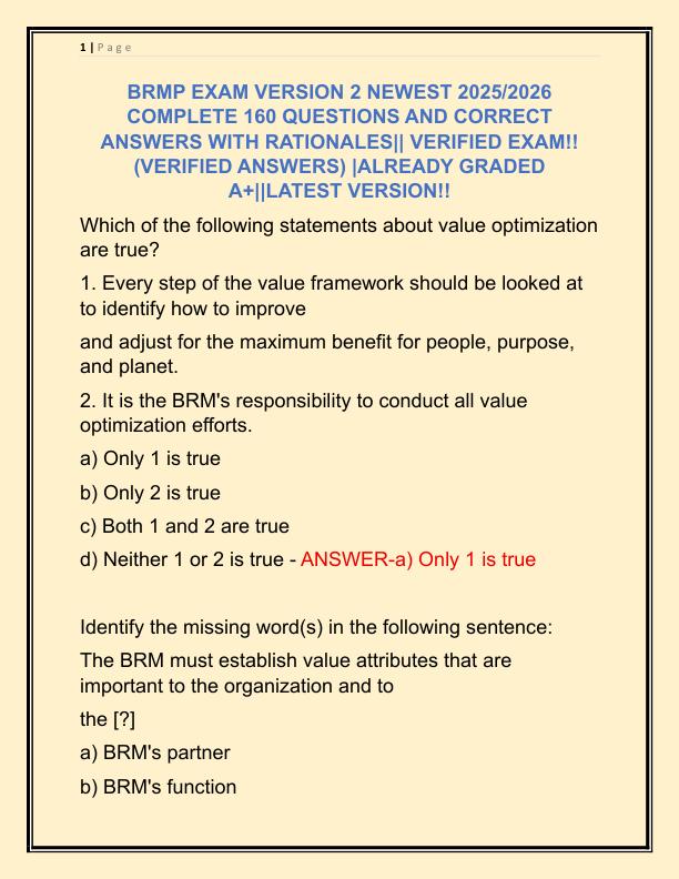 BRMP EXAM VERSION 1 NEWEST 2025