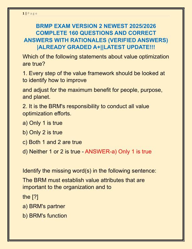 BRMP EXAM VERSION 2 NEWEST