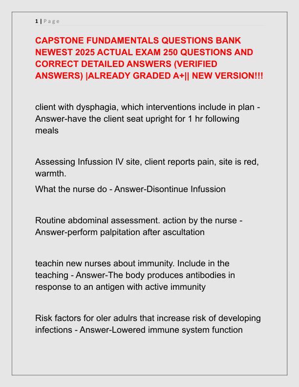 CAPSTONE FUNDAMENTALS QUESTIONS BANK NEWEST 2025 ACTUAL EXAM 250 QUESTIONS AND CORRECT DETAILED ANSWERS