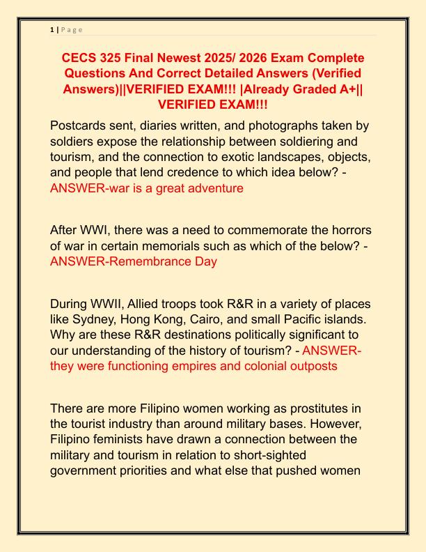 CECS 325 Final Newest 2025 Exam Complete Questions And Correct Detailed Answers