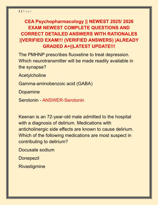 CEA Psychopharmacology