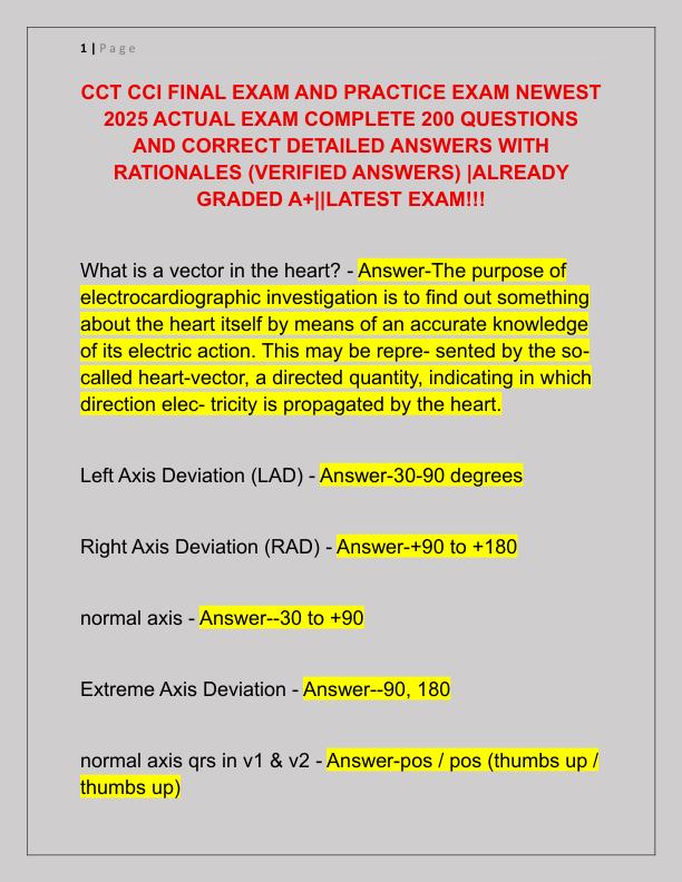 CCT CCI FINAL EXAM AND PRACTICE EXAM NEWEST 2025 ACTUAL EXAM COMPLETE 200 QUESTIONS AND CORRECT DETAILED ANSWERS WITH RATIONALES