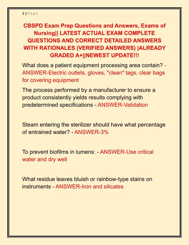 CBSPD Exam Prep Questions and Answers