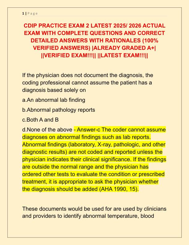 CDIP PRACTICE EXAM 2 LATEST 2025